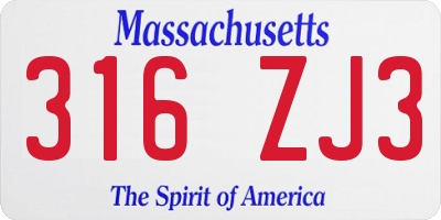 MA license plate 316ZJ3