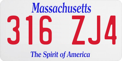 MA license plate 316ZJ4