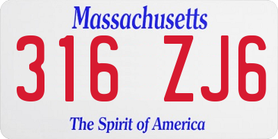 MA license plate 316ZJ6
