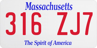 MA license plate 316ZJ7