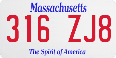 MA license plate 316ZJ8