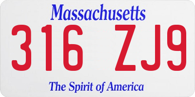 MA license plate 316ZJ9
