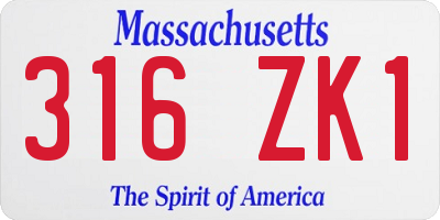 MA license plate 316ZK1