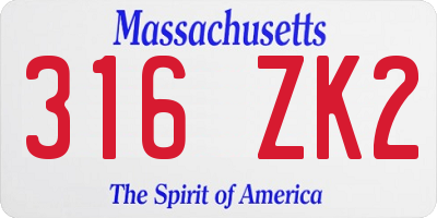 MA license plate 316ZK2