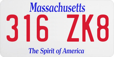 MA license plate 316ZK8