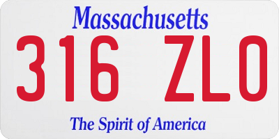 MA license plate 316ZL0