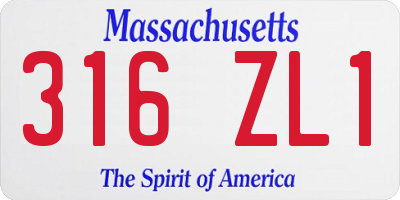 MA license plate 316ZL1