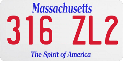 MA license plate 316ZL2
