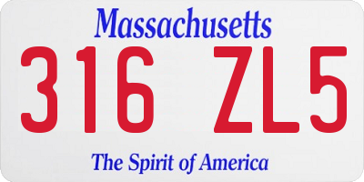 MA license plate 316ZL5