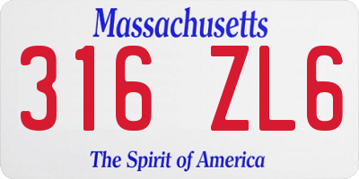 MA license plate 316ZL6