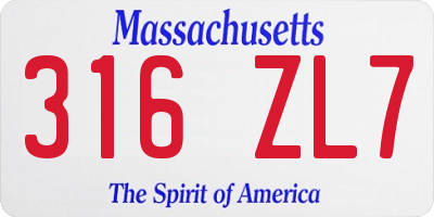 MA license plate 316ZL7