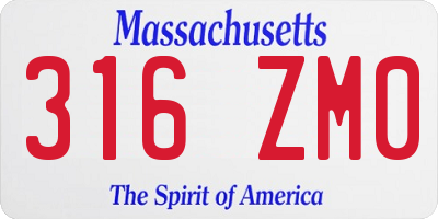 MA license plate 316ZM0