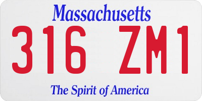 MA license plate 316ZM1