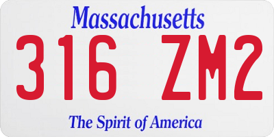 MA license plate 316ZM2