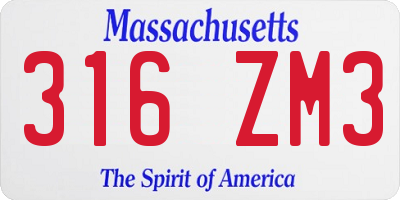 MA license plate 316ZM3