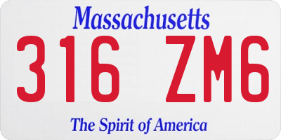 MA license plate 316ZM6