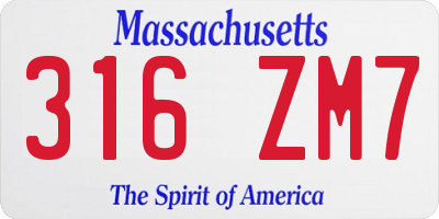 MA license plate 316ZM7