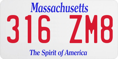 MA license plate 316ZM8