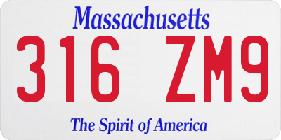 MA license plate 316ZM9