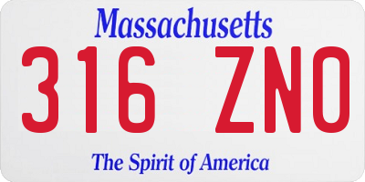 MA license plate 316ZN0