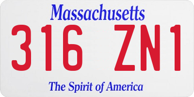 MA license plate 316ZN1
