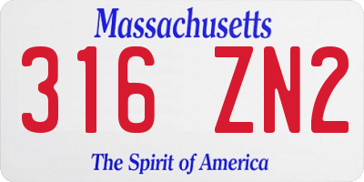 MA license plate 316ZN2