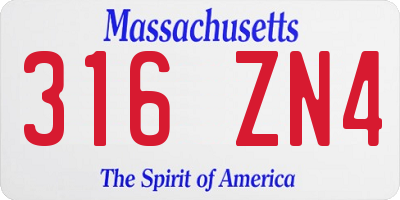 MA license plate 316ZN4