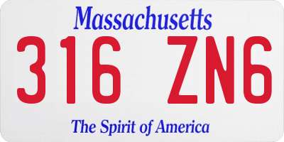 MA license plate 316ZN6