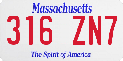 MA license plate 316ZN7