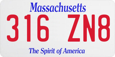 MA license plate 316ZN8