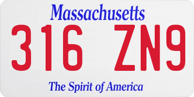 MA license plate 316ZN9