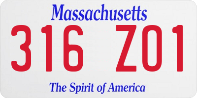 MA license plate 316ZO1