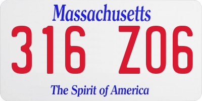 MA license plate 316ZO6