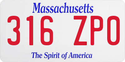 MA license plate 316ZP0