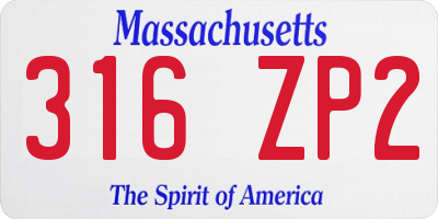 MA license plate 316ZP2