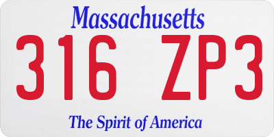 MA license plate 316ZP3