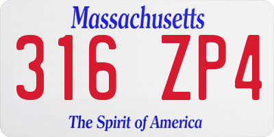 MA license plate 316ZP4