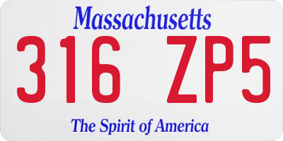 MA license plate 316ZP5
