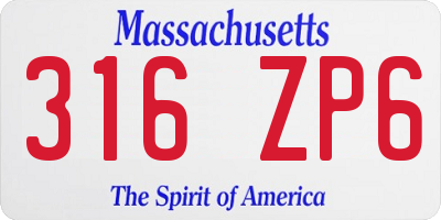 MA license plate 316ZP6