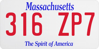 MA license plate 316ZP7