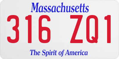 MA license plate 316ZQ1