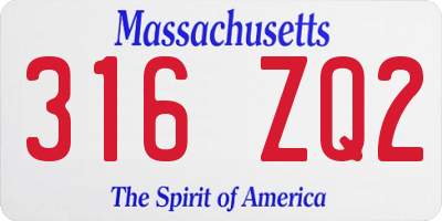 MA license plate 316ZQ2