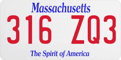 MA license plate 316ZQ3