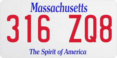 MA license plate 316ZQ8