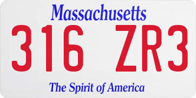 MA license plate 316ZR3