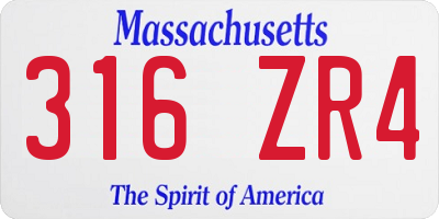 MA license plate 316ZR4