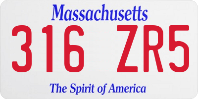 MA license plate 316ZR5