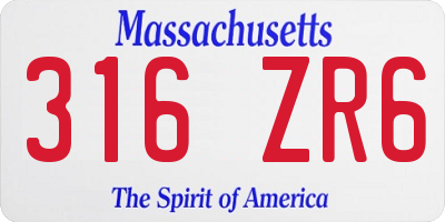 MA license plate 316ZR6