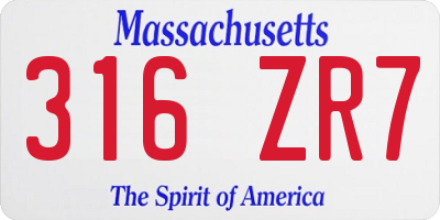 MA license plate 316ZR7