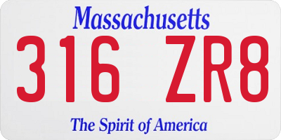 MA license plate 316ZR8